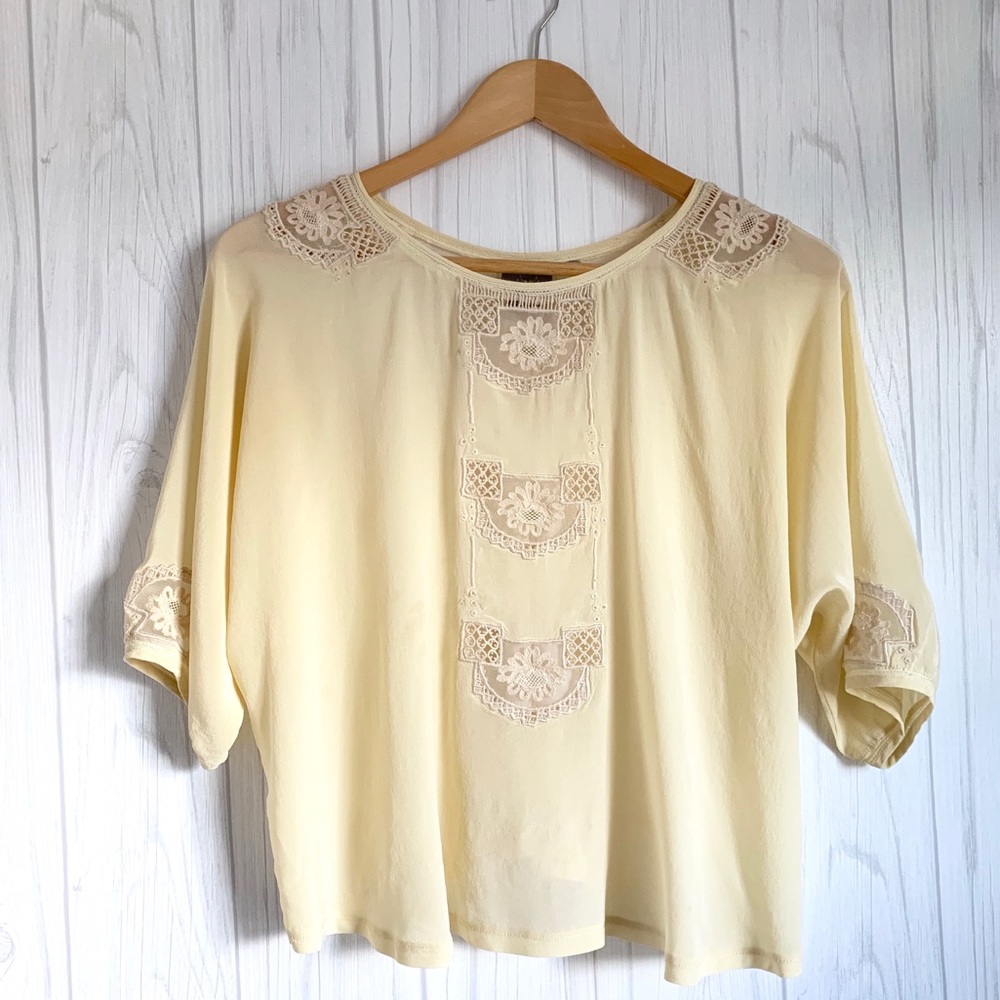 Anthro Vanessa Virginia Crop Top, Lace Detail, XS